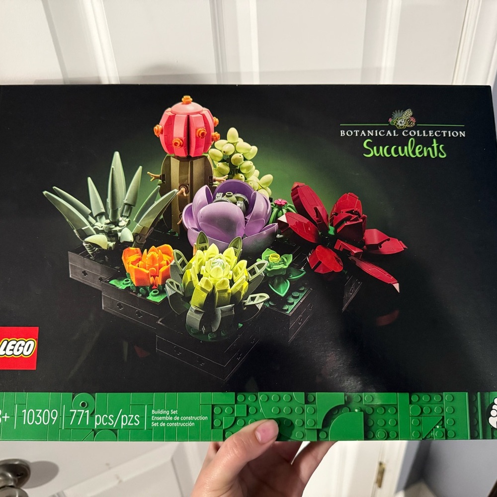 Lego Art Sculpture Red and Purple Succulent Display